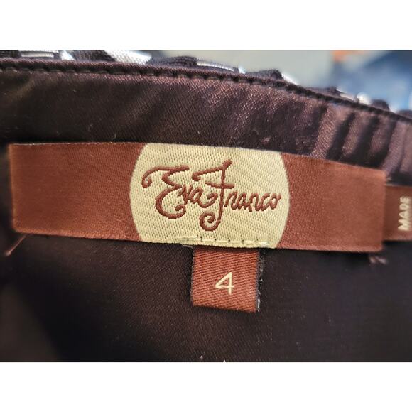 Eva Franco Silver & Black Geometric Strapless Mini Cocktail Dress Bow Size 4 USA - Picture 2 of 13